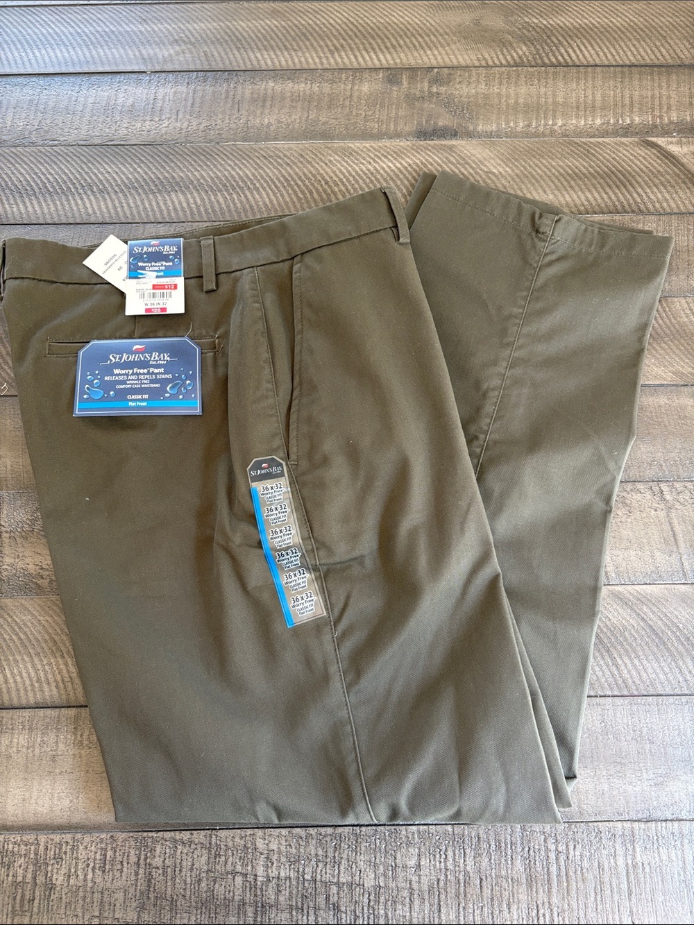 St. John's Bay Men's Olive Chino Pants - Classic Straight Fit